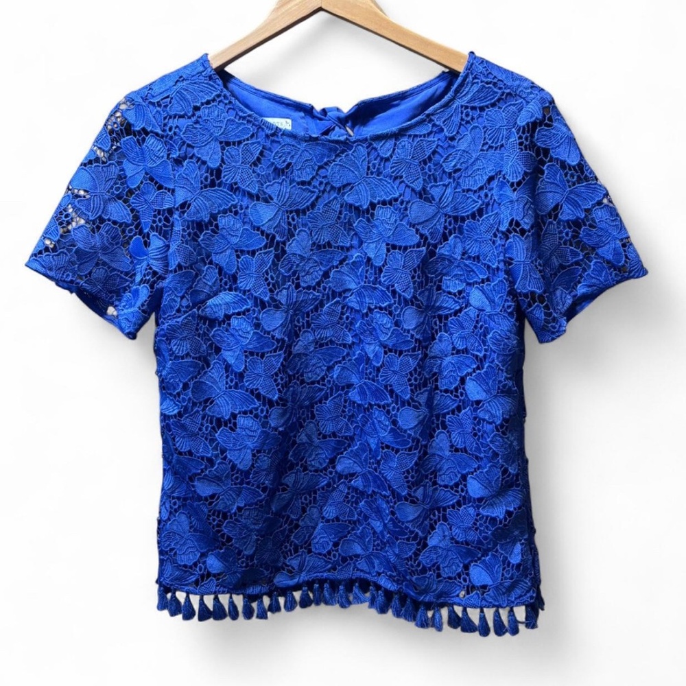 Talbots cobalt Blue Lace Blouse